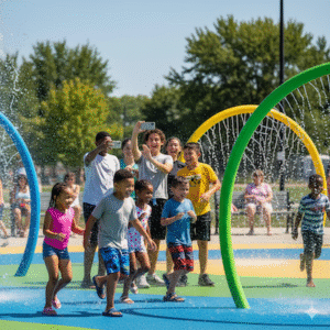 Plainfield splash park opens as the public pool is Closed in Plainfield, NJ with a locked gate and maintenance sign, showing loss of community space during summer.