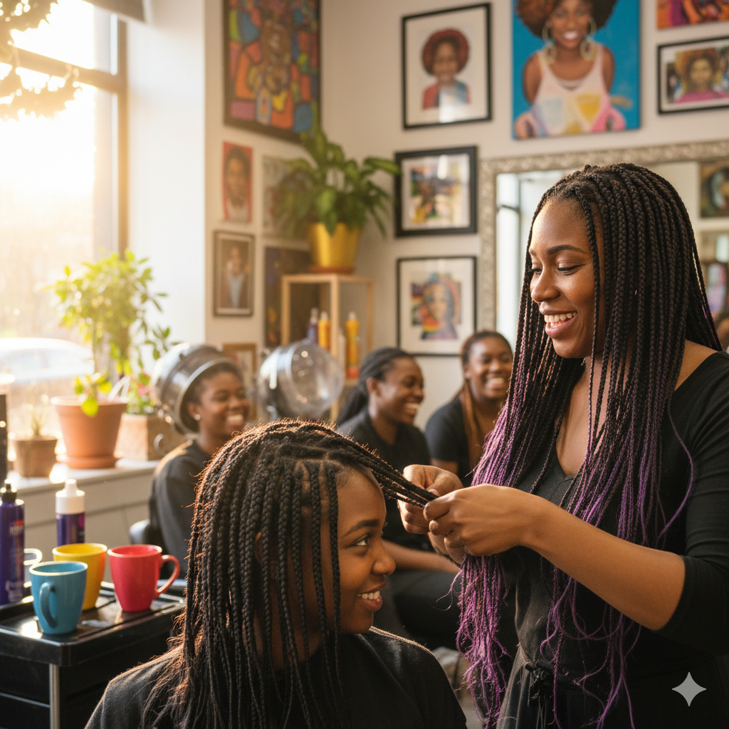 Black-owned beauty salon in Brooklyn highlighting creativity and Black entrepreneurship in Brooklyn