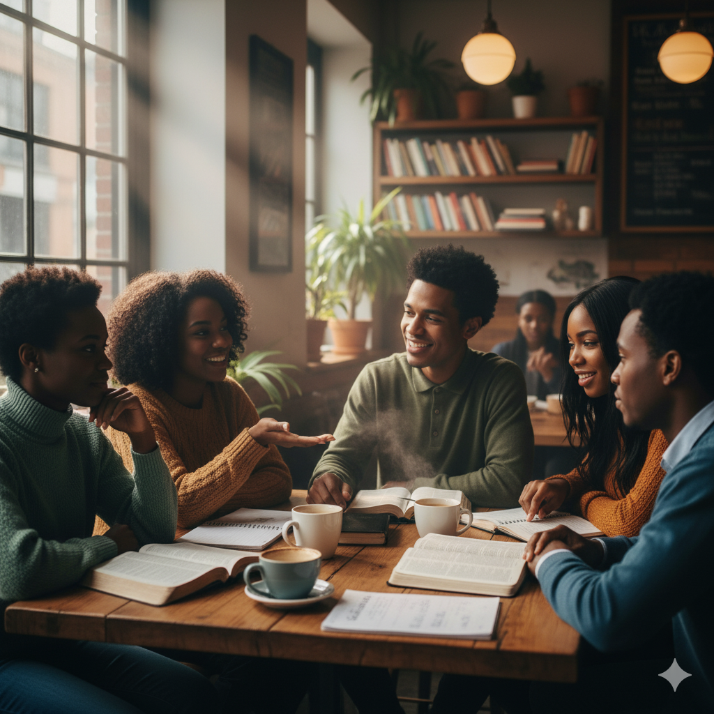 black and christian group of friends 