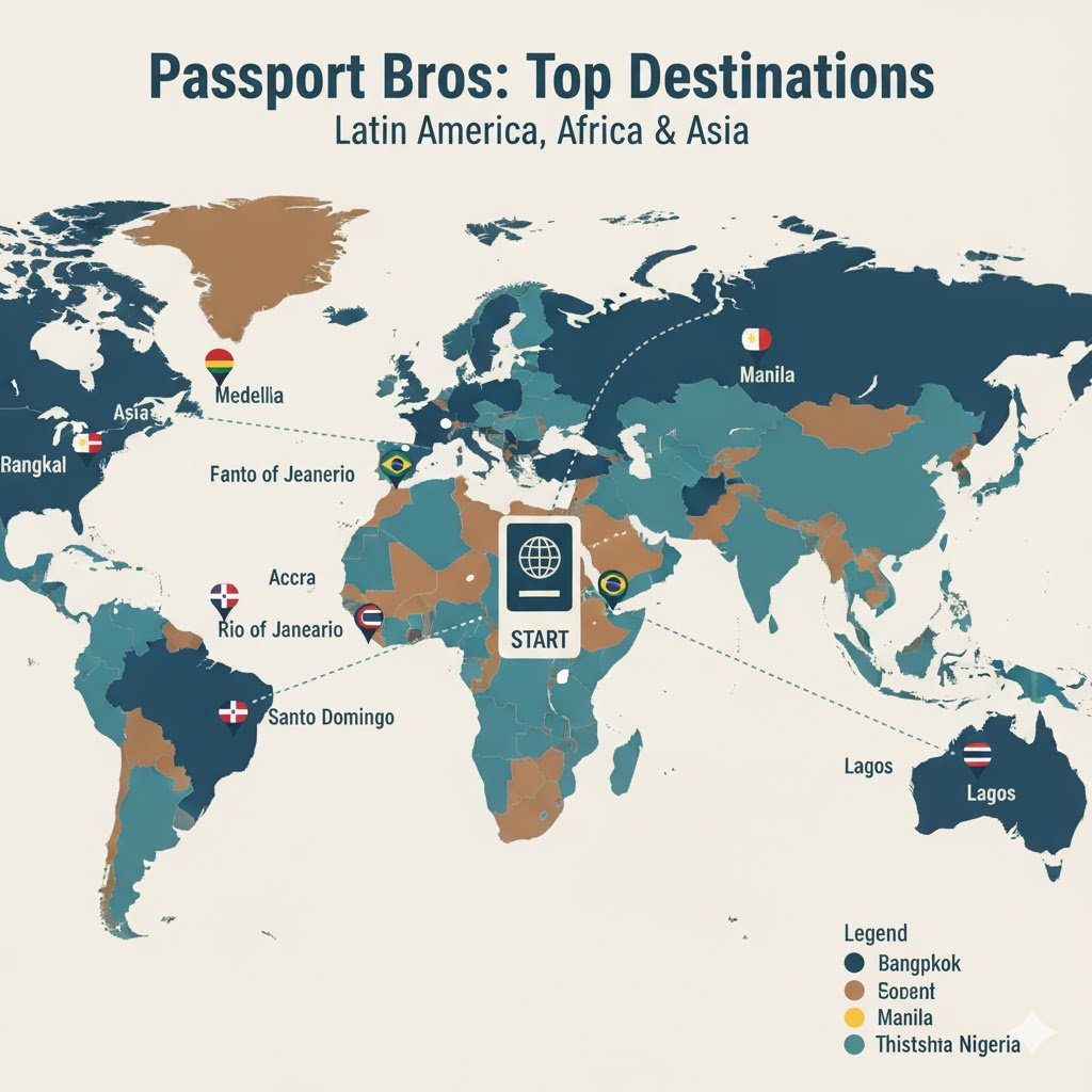 Passport Bros, destinations